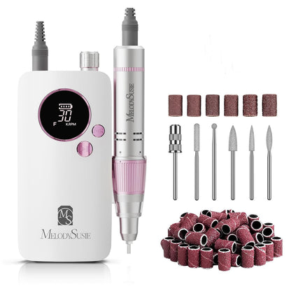 Portable Nail Drill 30000 RPM,SC320F Professional Rechargeable Electric Nail File,Cordless Nail E File for Acrylic Nails Gel Polishing Removing,Efile Nail Kit for Manicure Salon Home,Rose