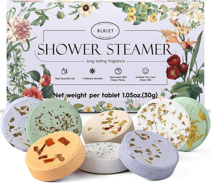 Shower Steamers Aromatherapy  8 Pack Gifts for Women, Men, Mom, Teen Lavender Natural Essential Oil Home Spa Self Care Relaxation Stress Relief Shower Bombs Birthday Gifts Stocking Stuffers