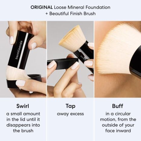 Original Loose Powder Foundation SPF 15, Lightweight Mineral Loose Powder Foundation Makeup, Buildable Coverage, Talc Free, Vegan