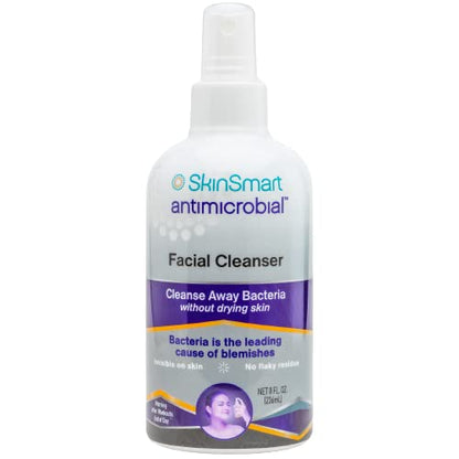 Skinsmart Facial Cleanser for Acne, Targets Bacteria for Active Teenage Athletes Post Workout and Adult Acne, 8 Oz Spray Bottle, Safe for Multiple Daily Uses