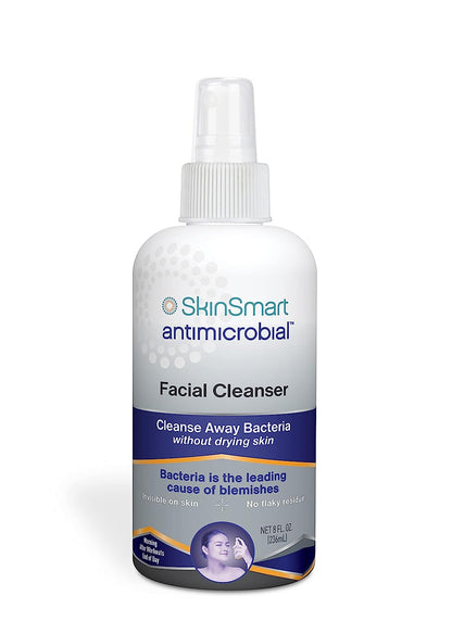 Skinsmart Facial Cleanser for Acne, Targets Bacteria for Active Teenage Athletes Post Workout and Adult Acne, 8 Oz Spray Bottle, Safe for Multiple Daily Uses