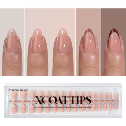 XCOATTIPS French Gel Nails - Skin Tones French Tip Press on Nails, Fall Nails Short Almond Nail Tips, Soft Gel Nails False Nail, Soak off Acrylic Fake Nails Extensions