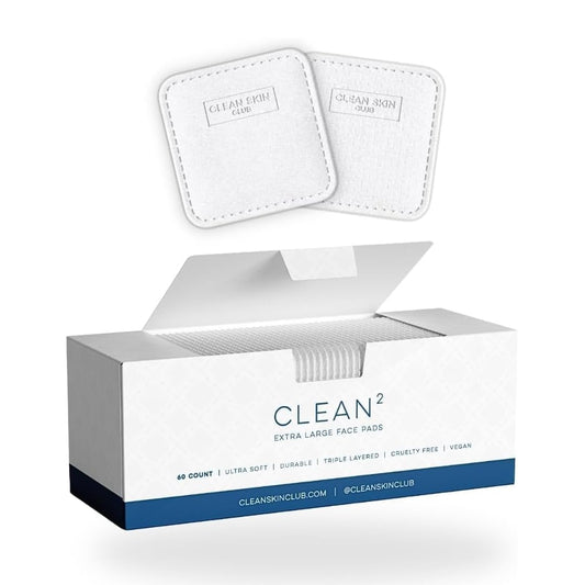 Clean² Pads 2.0 [NEW & IMPROVED EDGES] Guaranteed Not to Shed & Tear Face Pads, Unique Triple Layers, Textured & Ultra Soft Side, Organic Disposable Cotton, Pair with Makeup Remover