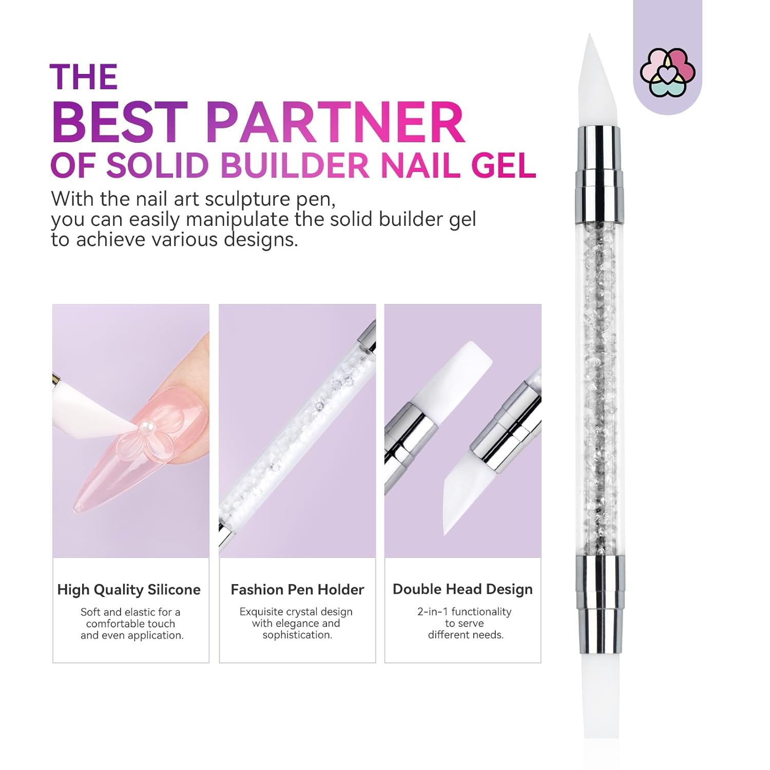 Solid Builder Nail Gel - 60G Large Capacity 3D Nail Gel Sculpting Gel for Nail Art Non-Sticky Hand Hard Gel Carving Gel Nail Extension Gel with Sequins Chrome Nail Powder DIY at Salon Home