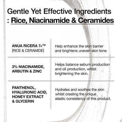 RICE CERAMIDE 7 HYDRATING BARRIER SERUM, Brightening, Hydrating Serum for Face, Rice, Hyaluronic Acid, Niacinamide, Fragrance-Free, Non Comodogenic, Glass Skin, Korean Skin Care, 50Ml/1.69Fl.Oz.