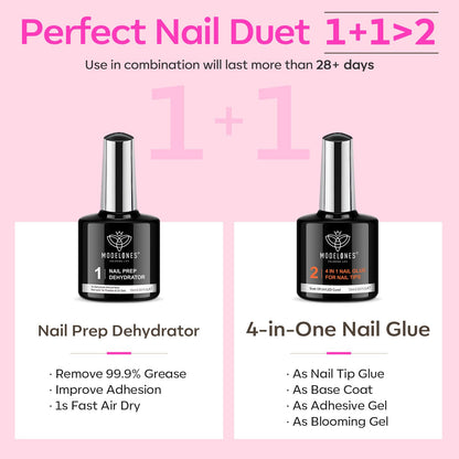 Gel X Nail Kit, Nail Tips and Glue Gel Kit with 4-In-One Nail Glue Gel, 500Pcs Long Coffin Nail, Nail Dehydrator, Ultra-Portable LED Nail Lamp, Gel Nail Extension Kit Salon Gifts for Women