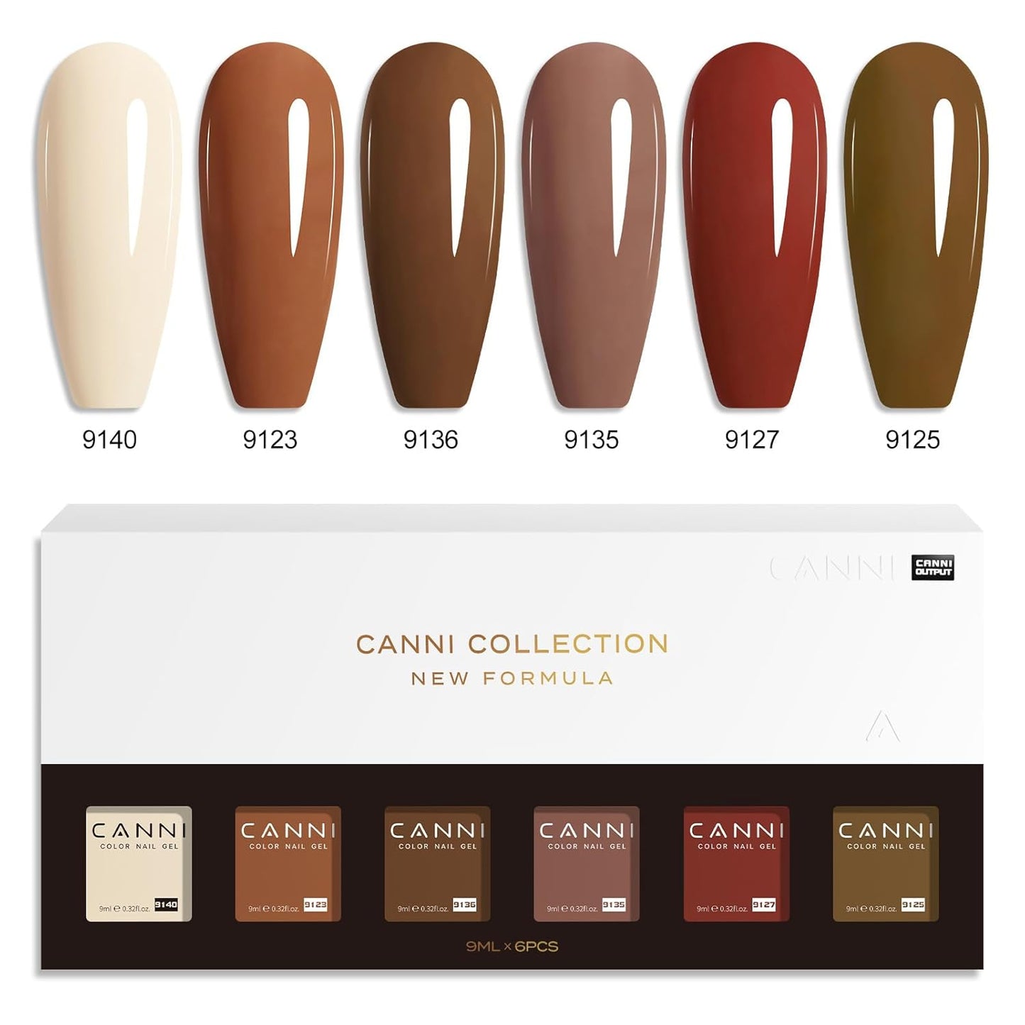 CANNI Brown Nude Gel Nail Polish - 6 Colors 9ML Brown Skin Tone Nude Roasted Chestnuts Beige Khaki Gel Nail Polish Set, Soak off UV LED Nail Gel DIY Manicure Winter Nail Salon