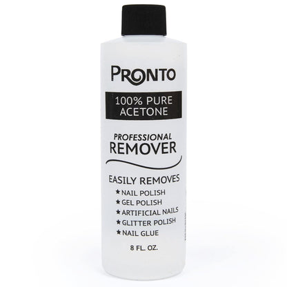 Pronto 100% Pure Acetone - Quick, Professional Nail Polish Remover - For Natural, Gel, Acrylic, Sculptured Nails (8 FL. OZ.)