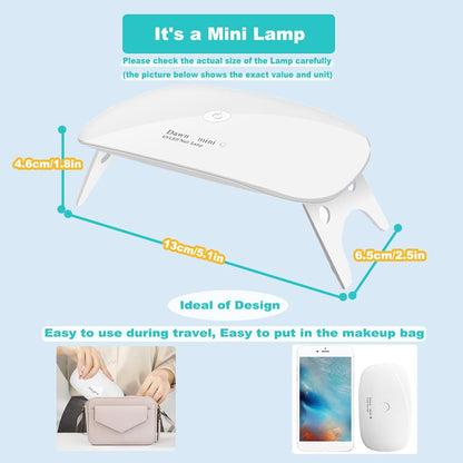 UV LED Nail Dryer Mini Lamp Portable Curing Light for Gel Nail Polish,6W(White)