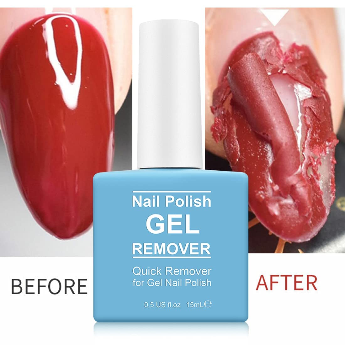 Gel Nail Polish Remover, Nail Polish Remover for Gel Nails, Professional Gel Nail Remover with Cuticle Pusher & Nail Polish Scraper, No Soaking or Wrapping, Soak-Off Gel Polish in 2-3 Minutes