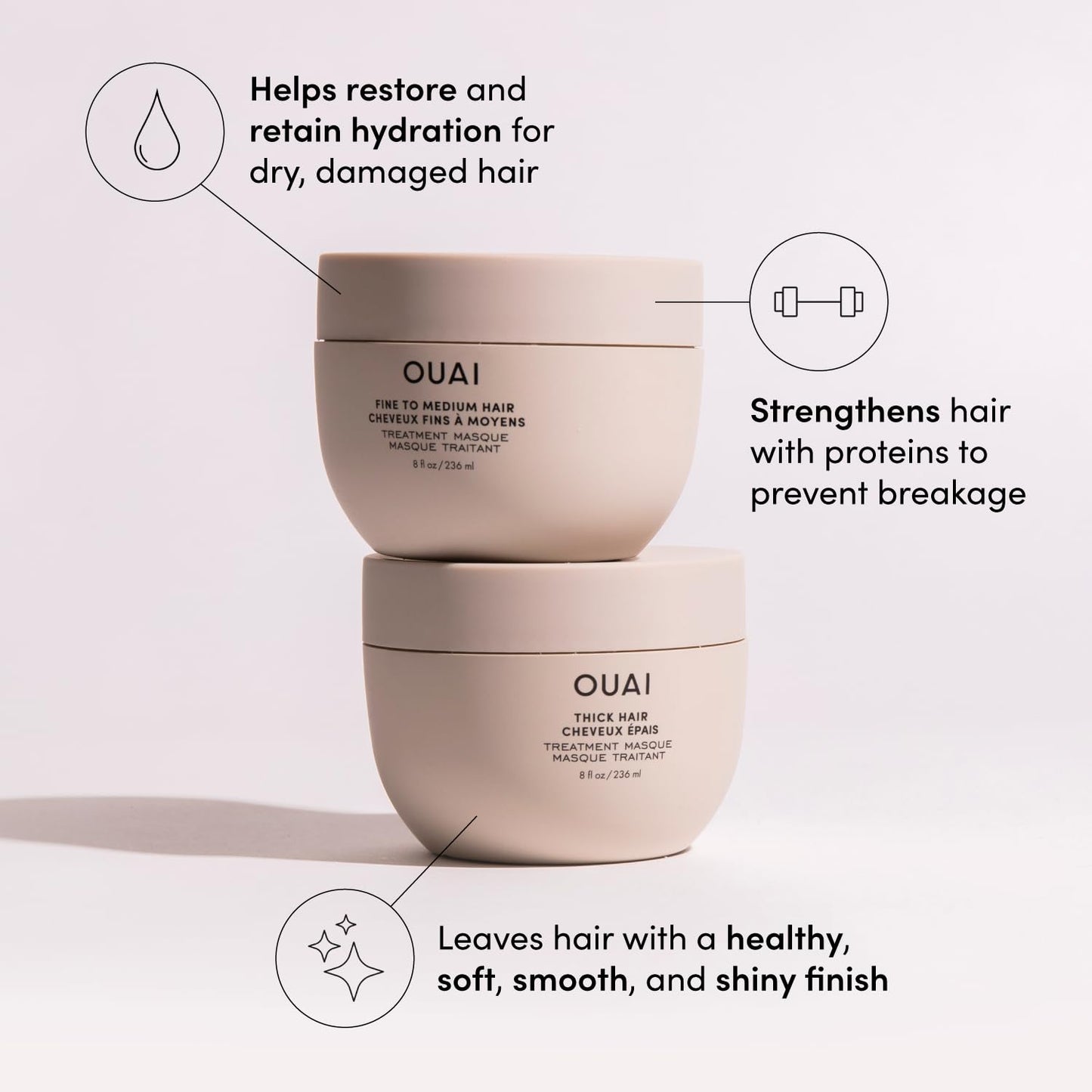 OUAI Travel Kit - Includes Travel Size Leave In Conditioner, Detox Shampoo, Fine to Medium Hair Treatment Masque and Melrose Place Scalp & Body Scrub (4 Count)