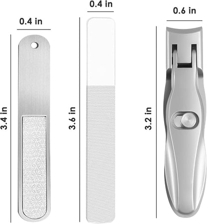 German Nail Clippers for Men Women Thick Nails, Large Wide Jaw Opening Toe Nail Clippers for Seniors, Long Handle No Splash Fingernail Clipper with Catcher and Safety Lock