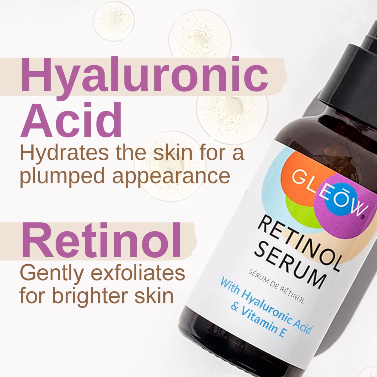 Retinol Serum for Face with Hyaluronic Acid Face Serum for Women, Hydrating Night Serum for Face, Retinol for Face Serum 2oz