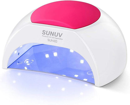 SUNUV SUN2C 48W UV Light for Nails,UV LED Nail Lamp with 4 Timer Settings,LED Nail Light Compatible with All Gel Types, Quick Drying Nail Dryer Pink