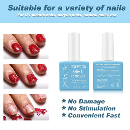 Gel Nail Polish Remover, Nail Polish Remover for Gel Nails, Professional Gel Nail Remover with Cuticle Pusher & Nail Polish Scraper, No Soaking or Wrapping, Soak-Off Gel Polish in 2-3 Minutes