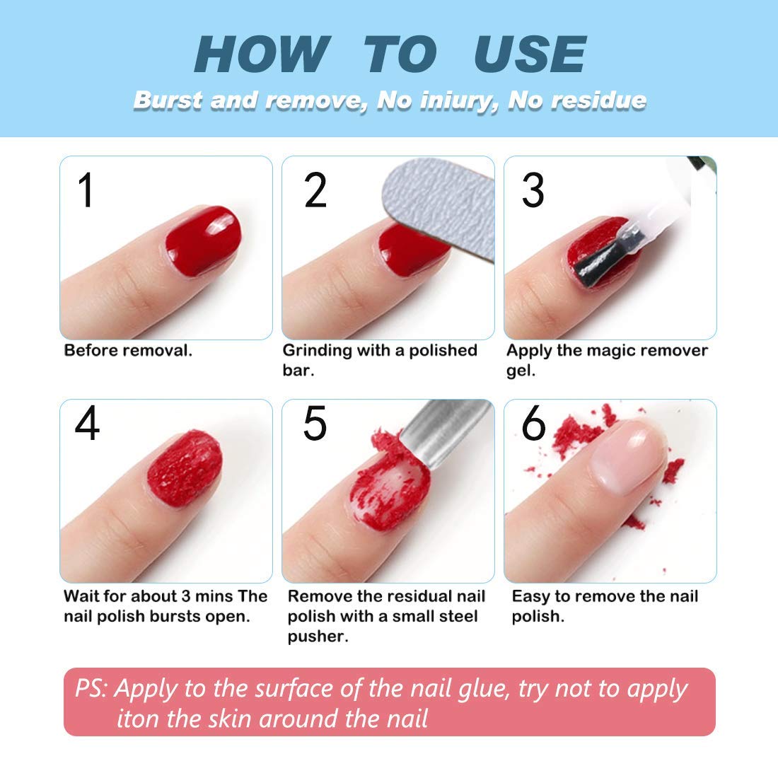 Gel Nail Polish Remover, Nail Polish Remover for Gel Nails, Professional Gel Nail Remover with Cuticle Pusher & Nail Polish Scraper, No Soaking or Wrapping, Soak-Off Gel Polish in 2-3 Minutes