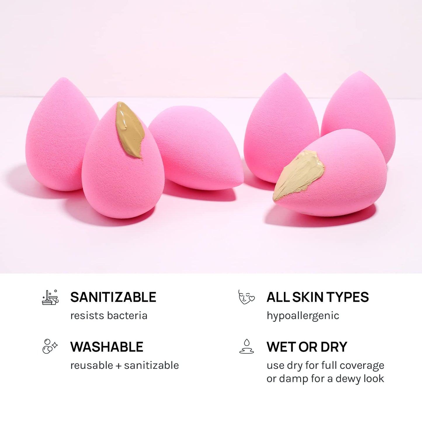 Collection Makeup Sponge Set Latex Free and High-Definition Set of 6 Makeup Wonder Blender for Powder Cream and Liquid, Super Soft Wonder Beauty Cosmetic