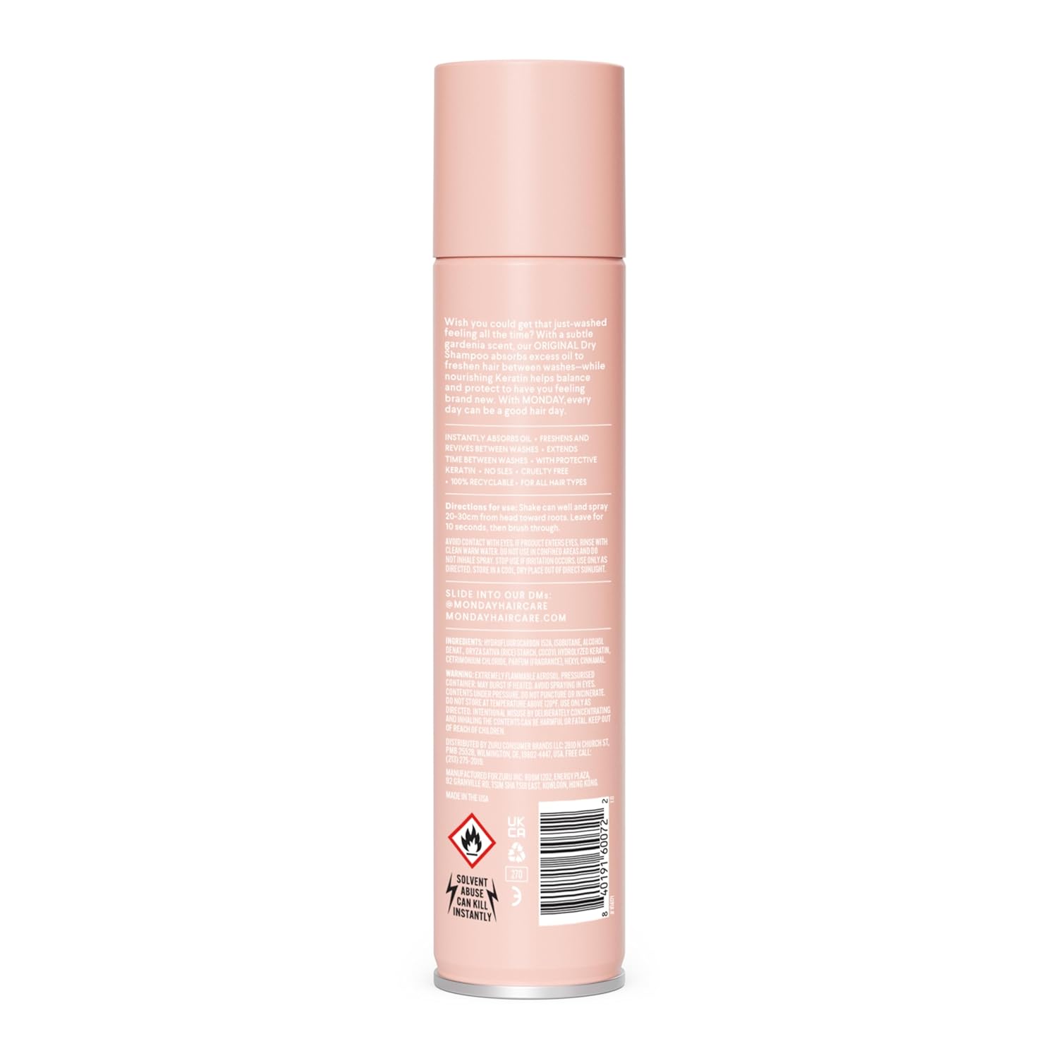 Dry Shampoo Original 6.7Oz, Freshens Hair, Absorbs Oil, Nourishes with Keratin, Protects Hair