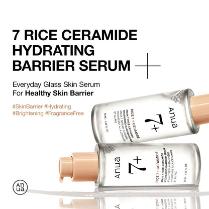 RICE CERAMIDE 7 HYDRATING BARRIER SERUM, Brightening, Hydrating Serum for Face, Rice, Hyaluronic Acid, Niacinamide, Fragrance-Free, Non Comodogenic, Glass Skin, Korean Skin Care, 50Ml/1.69Fl.Oz.