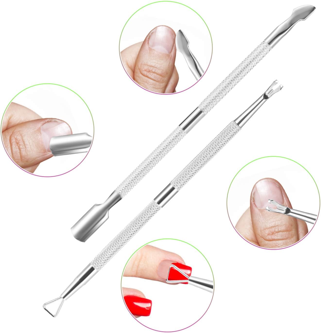 Cuticle Trimmer Cuticle Remover with Cuticle Pusher, XUNXMAS Professional Stainless Steel Durable Pedicure Manicure Tools Cutter Nipper Scissor Clipper for Fingernails and Toenails Dead Skin Silver