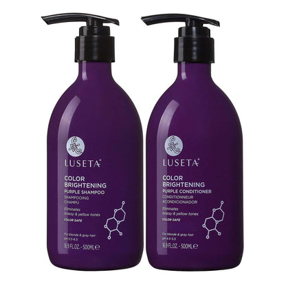 Luseta Purple Shampoo and Conditioner Set for Blonde, Gray - Color Treated Hair - Sulfate Free Paraben Free - Infused with Cocos Nucifera Oil for Curly and Damaged Hair - 2X16.9Oz