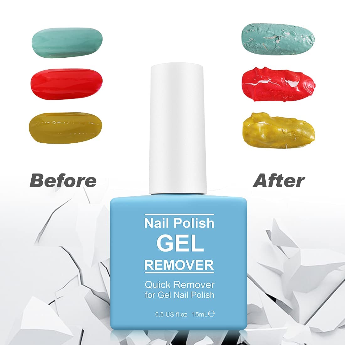 Gel Nail Polish Remover, Nail Polish Remover for Gel Nails, Professional Gel Nail Remover with Cuticle Pusher & Nail Polish Scraper, No Soaking or Wrapping, Soak-Off Gel Polish in 2-3 Minutes