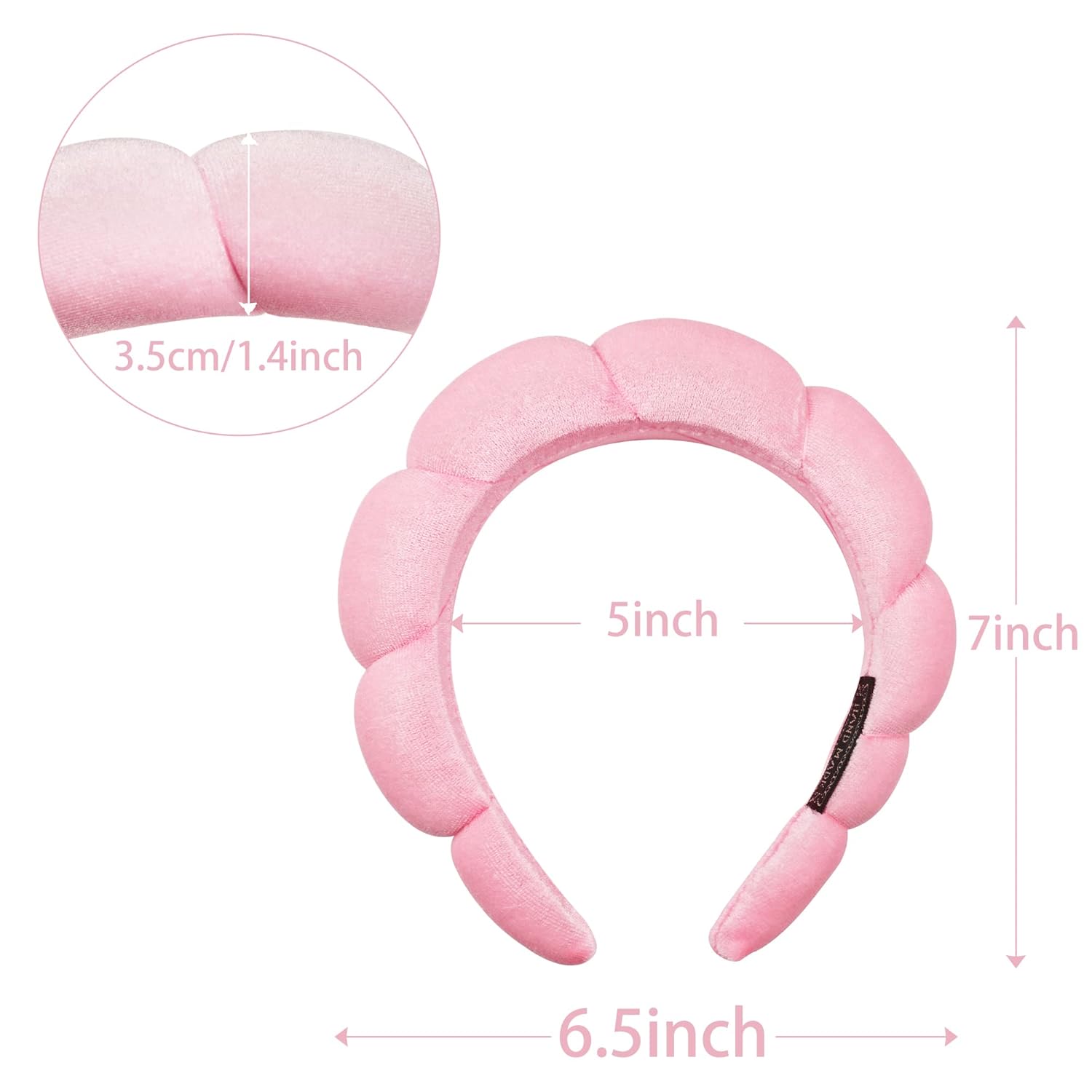 Spa Headband for Women Sponge Headband for Washing Face Clouds Soft Hairband Skincare Makeup Headbands for Women Girls Shower Makeup Skincare (Pink)