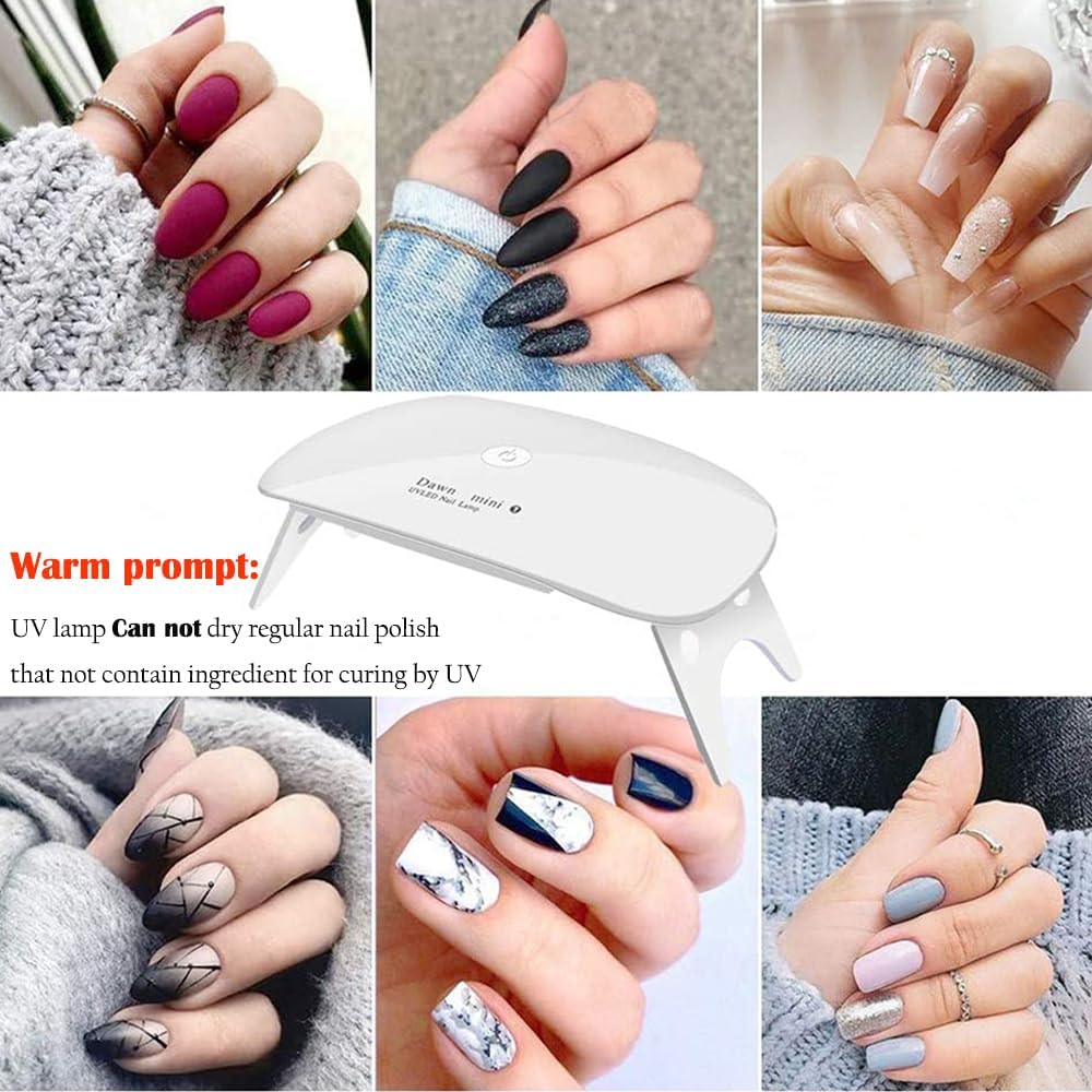 UV LED Nail Dryer Mini Lamp Portable Curing Light for Gel Nail Polish,6W(White)