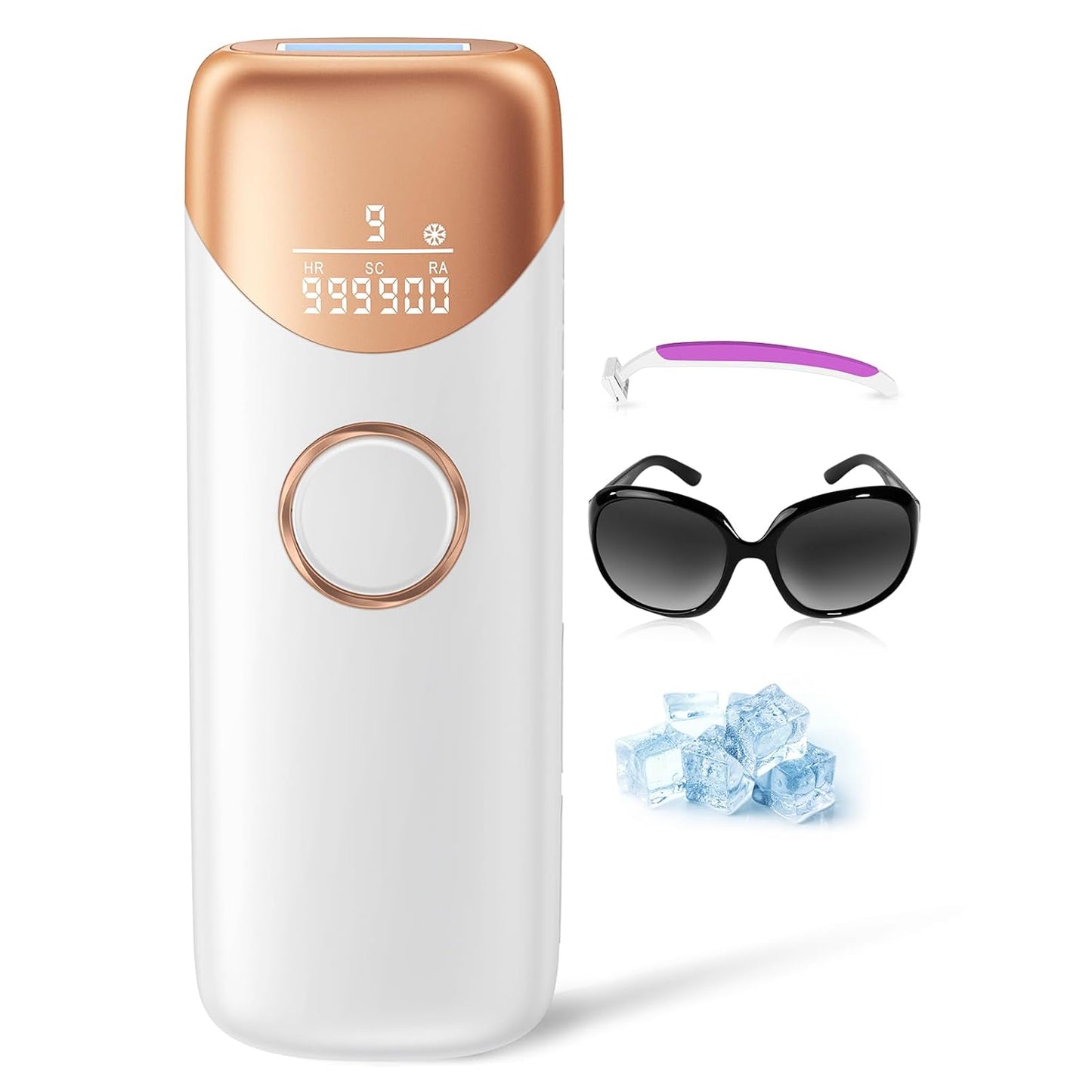 Laser Hair Removal with 5℃ Ice Cooling, Painless IPL Laser Hair Removal Device 3 in 1  at Home Hair Remover Machine for Women Men Electrolysis Permanent Epilator on Face Body Depilation (Gold)