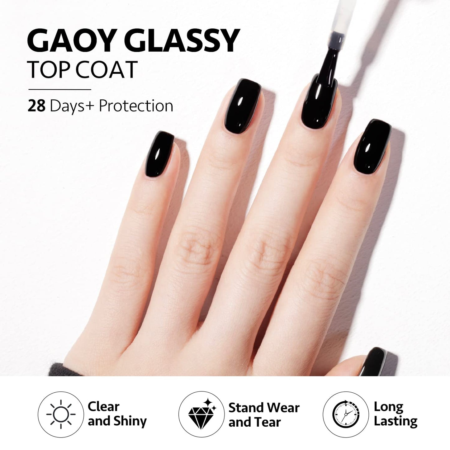 16Ml 2 Pcs Glassy Gel Top Coat and Base Coat Set,No Wipe Foundation Combination for UV Light Cure Nail Polish