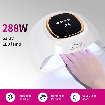 UV LED Nail Lamp, MIRAGE LAYON 288W Nail Curing Lamps for Home & Salon, Led Nail Dryer for Gel Polish with Automatic Sensor/4 Timer Setting, Professional Nail Art Tools for Fingernail and Toenail Nail