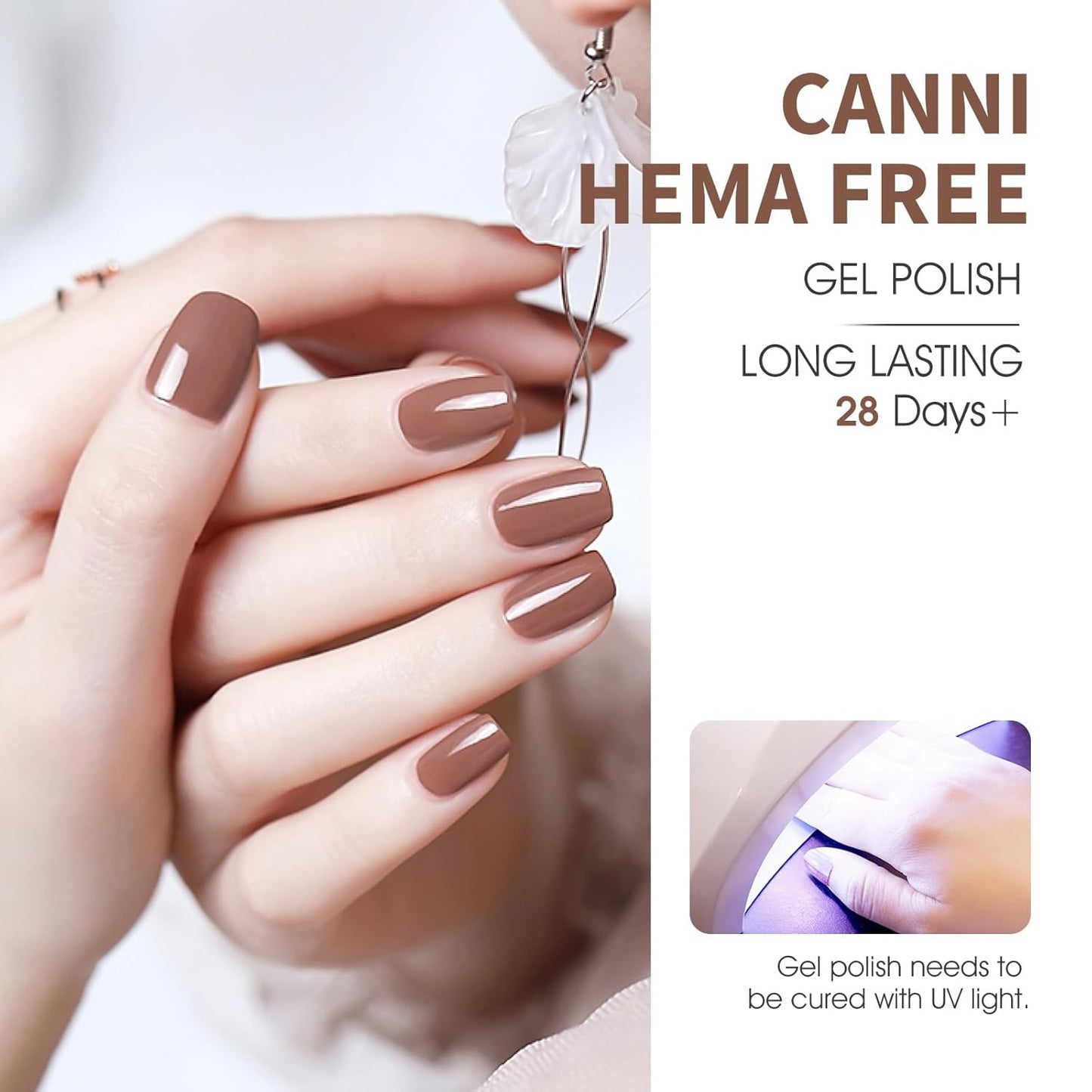 CANNI Brown Nude Gel Nail Polish - 6 Colors 9ML Brown Skin Tone Nude Roasted Chestnuts Beige Khaki Gel Nail Polish Set, Soak off UV LED Nail Gel DIY Manicure Winter Nail Salon