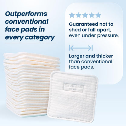 Clean² Pads 2.0 [NEW & IMPROVED EDGES] Guaranteed Not to Shed & Tear Face Pads, Unique Triple Layers, Textured & Ultra Soft Side, Organic Disposable Cotton, Pair with Makeup Remover