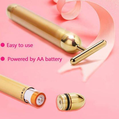 Face Massager Roller Golden 3D Roller Electric Facial Roller and T Shape Facial Roller Massager Kit Face Roller