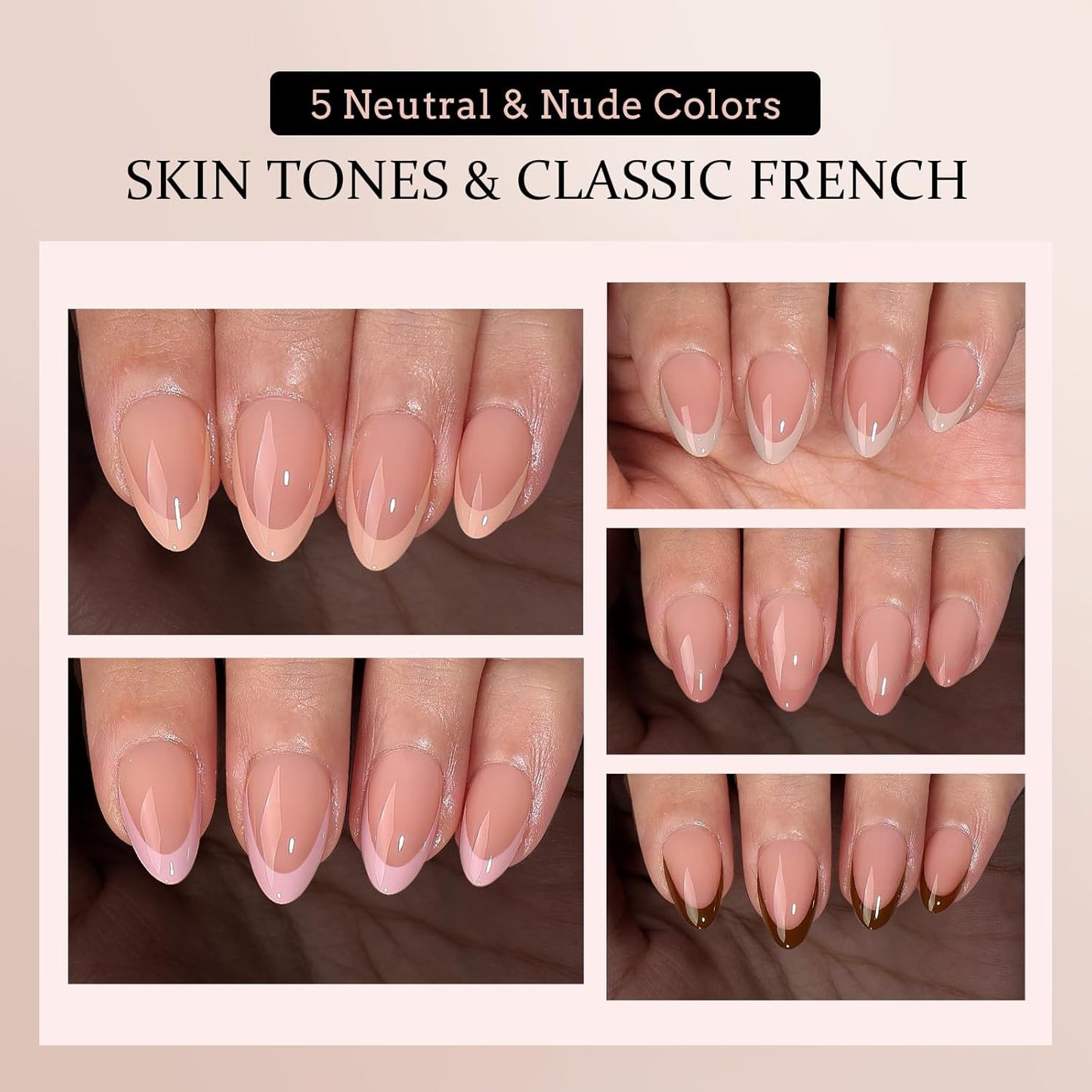 XCOATTIPS French Gel Nails - Skin Tones French Tip Press on Nails, Fall Nails Short Almond Nail Tips, Soft Gel Nails False Nail, Soak off Acrylic Fake Nails Extensions