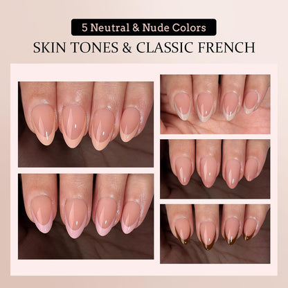 XCOATTIPS French Gel Nails - Skin Tones French Tip Press on Nails, Fall Nails Short Almond Nail Tips, Soft Gel Nails False Nail, Soak off Acrylic Fake Nails Extensions