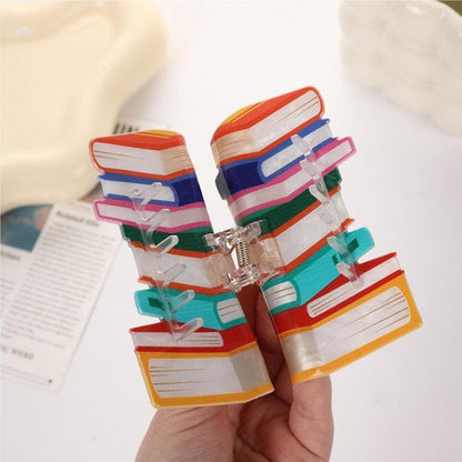 Book Hair Clips Back To School Hair Clips for Thin Hair Funny Teacher Hair Jaw Barrettes Cute Hair Accessories for Women Book Lovers Teachers Appreaction Present