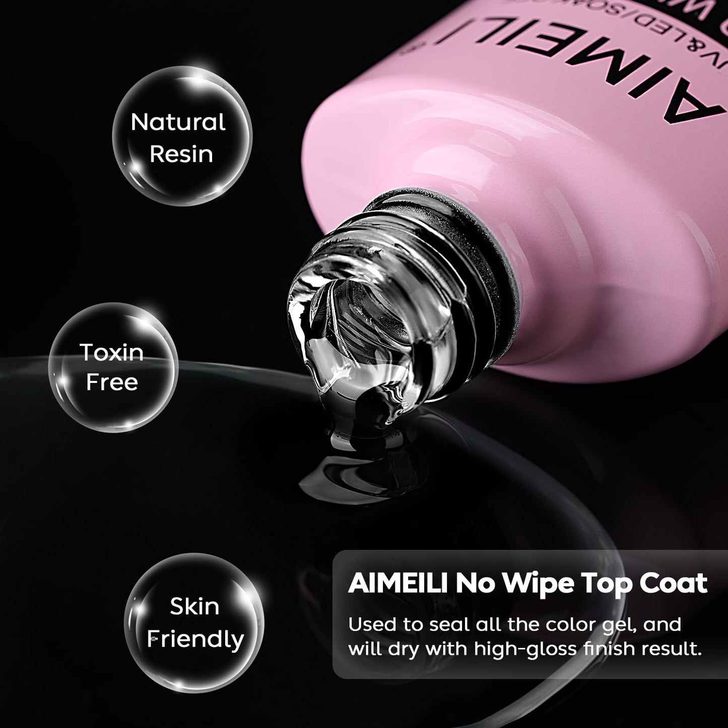 AIMEILI Gel Nail Polish No Wipe Top and Base Coat Set, Shine Finish and Long Lasting, Soak Off Gel Nail Lacquer - 2 x 10ml