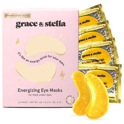 grace & stella Under Eye Mask (Gold, 24 Pairs) Reduce Dark Circles, Puffy Eyes, Undereye Bags, Wrinkles - Gel Under Eye Patches - Gifts for Women - Birthday Gifts for Women - Vegan Cruelty Free