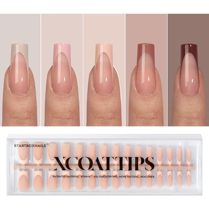 XCOATTIPS French Gel Nails - Skin Tones French Tip Press on Nails, Fall Nails Short Almond Nail Tips, Soft Gel Nails False Nail, Soak off Acrylic Fake Nails Extensions