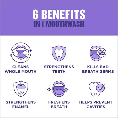 Total Care Anticavity Fluoride Mouthwash, 6 Benefits in 1 Oral Rinse Helps Kill 99% of Bad Breath Germs, Prevents Cavities, Strengthens Teeth, Ada-Accepted, Fresh Mint, 1 L