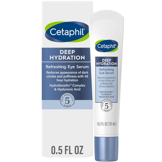 Deep Hydration Refreshing Eye Serum, 0.5 Fl Oz, 48Hr Hydrating under Eye Cream to Reduce the Appearance of Dark Circles, with Hyaluronic Acid, Vitamin E & B5 (Packaging May Vary)