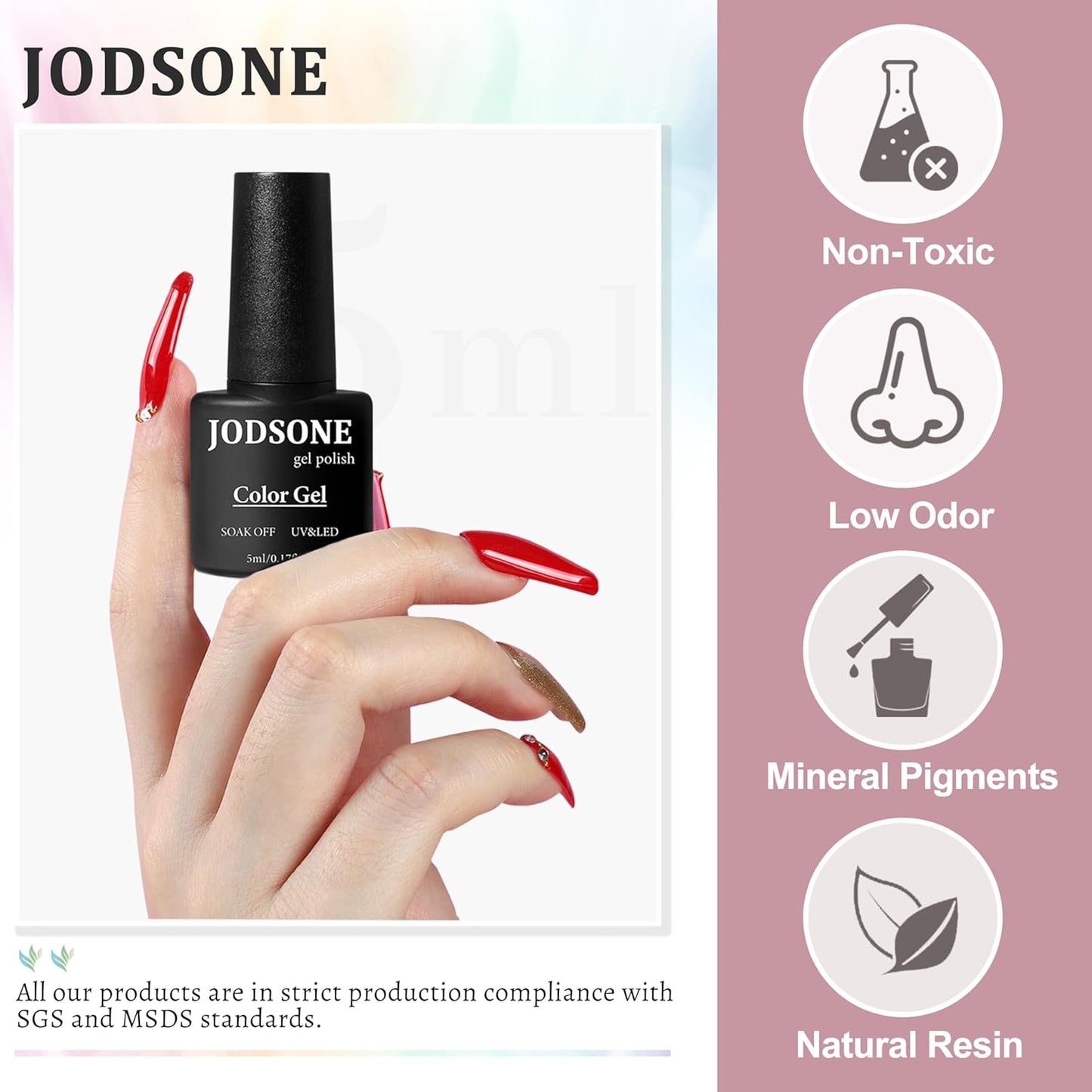 JODSONE 36 PCS Gel Nail Polish Set-32 Colors Gel Polish Kit Base Coat Glossy Matte and Glitter Top Coat Nail Polish Set Green Blue Red Pink Collection Gifts for Women