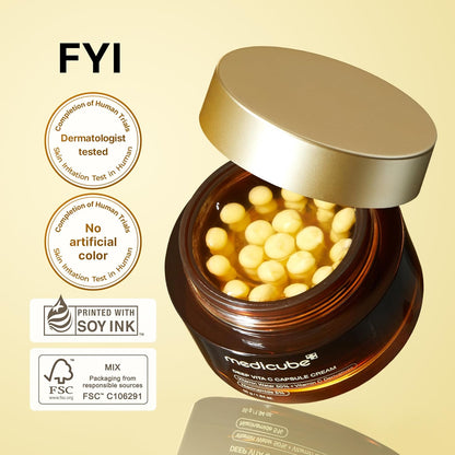 Deep Vitamin C Golden Capsule Face Moisturizer - Liposome Capsules for Wrinkles, Skin Radiance - Transparent Gel for Glow Hydration - Korean Skin Care 1.94 Oz