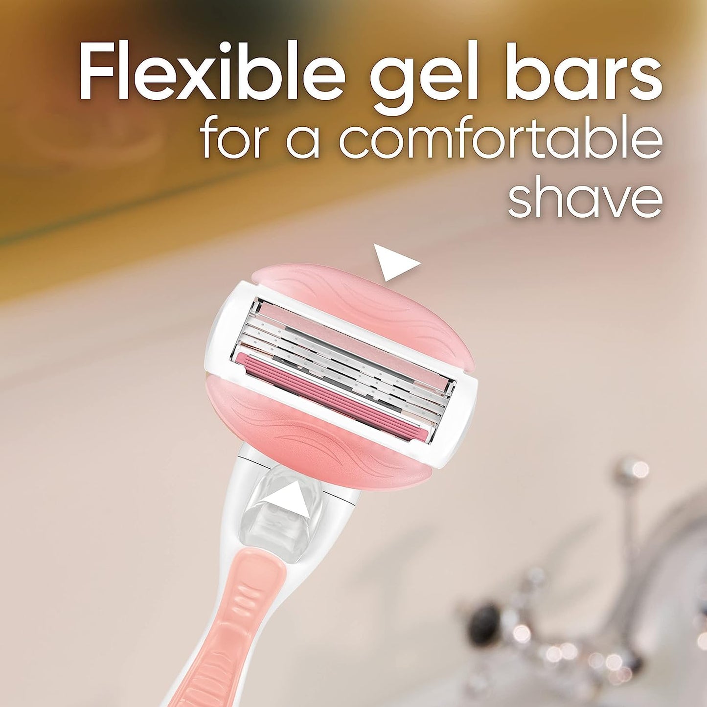 Comfortglide Razors for Women, 1 Venus Razor, 4 Razor Blade Refills, White Tea Scented Gel Bars