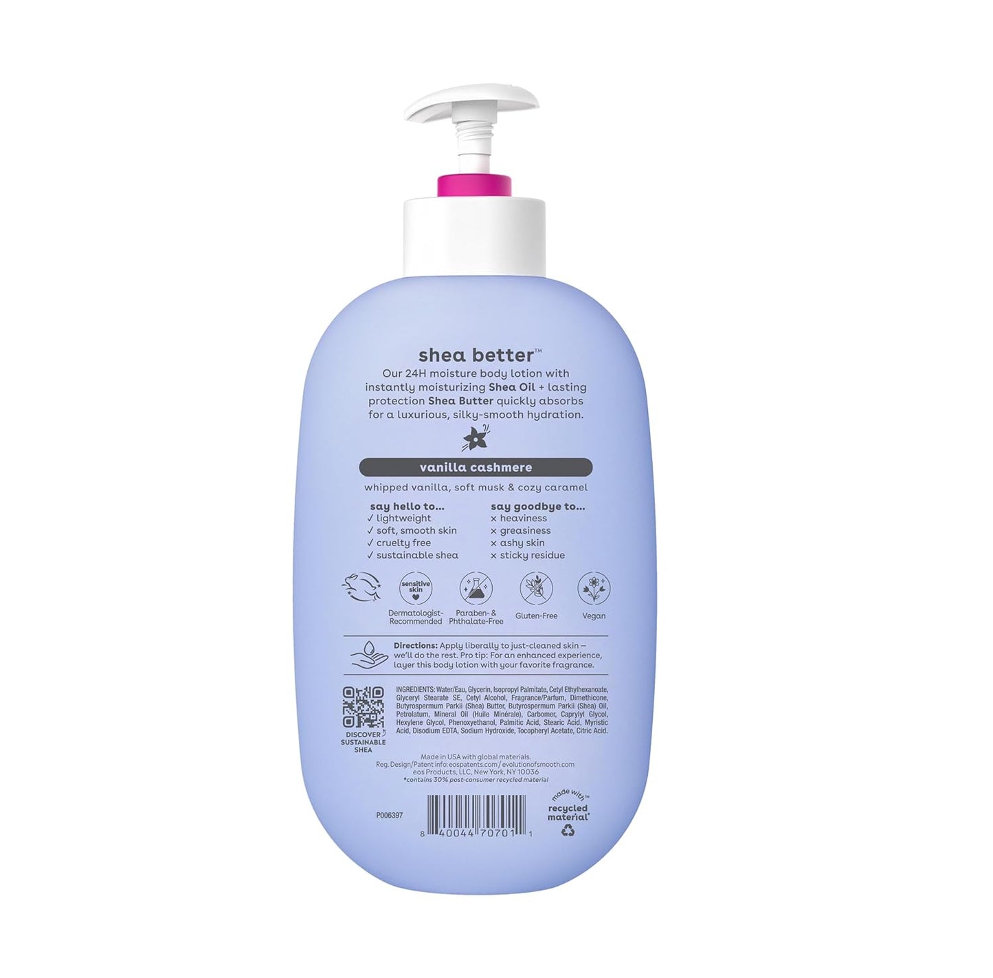 Shea Better Body Lotion- Vanilla Cashmere, 24-Hour Moisture Skin Care, Lightweight & Non-Greasy, Made with Natural Shea, Vegan, 16 Fl Oz