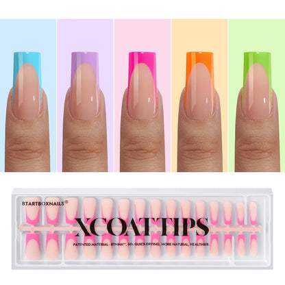 XCOATTIPS French Gel Nails - Skin Tones French Tip Press on Nails, Fall Nails Short Almond Nail Tips, Soft Gel Nails False Nail, Soak off Acrylic Fake Nails Extensions