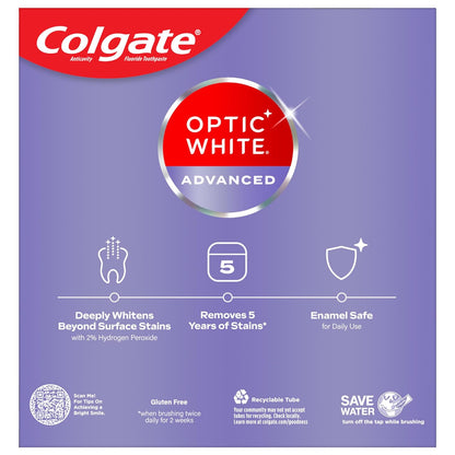 Optic White Advanced Hydrogen Peroxide Toothpaste, Teeth Whitening Toothpaste Pack, Enamel-Safe Formula, Helps Remove Tea, Coffee, and Wine Stains, Sparkling White, 3 Pack, 3.2 Oz