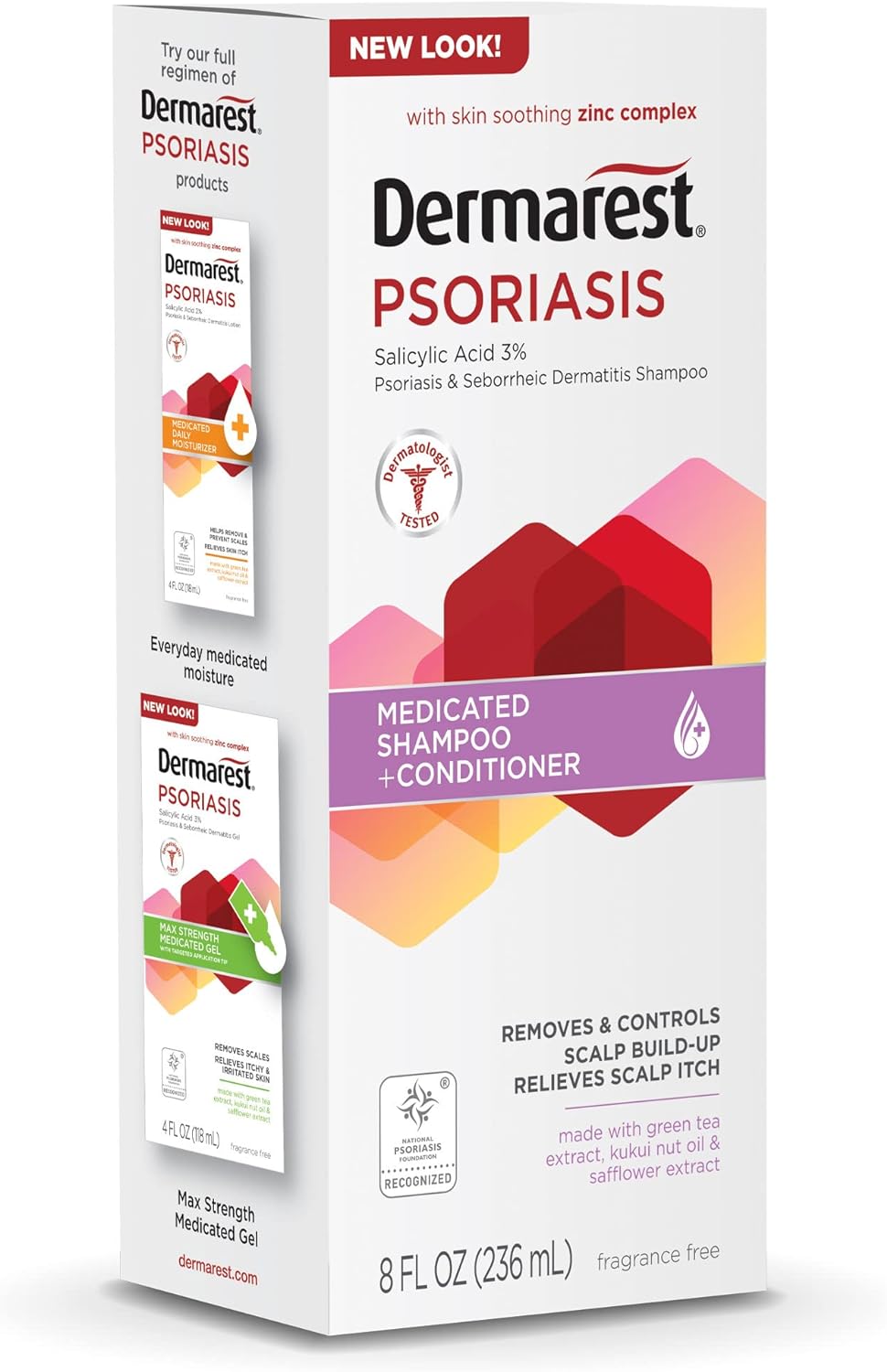 Psoriasis Medicated Shampoo and Conditioner, Unscented, Dermatologist Tested, 8 Ounces, (Pack of 2)