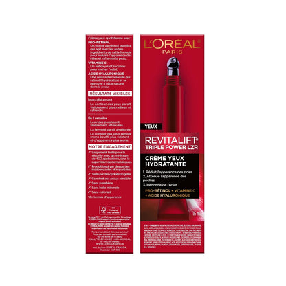 Revitalift Triple Power Anti-Aging Eye Cream Treatment, with Pro Retinol, Hyaluronic Acid & Vitamin C to Reduce Wrinkles, De-Puff and Brighten Skin, 0.5 Fl. Oz.